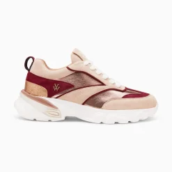 Baskets Agnes Beige Et Prune A Semelle Oversize
