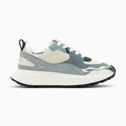 Baskets Alice Bleu Et Argent A Semelle Oversize