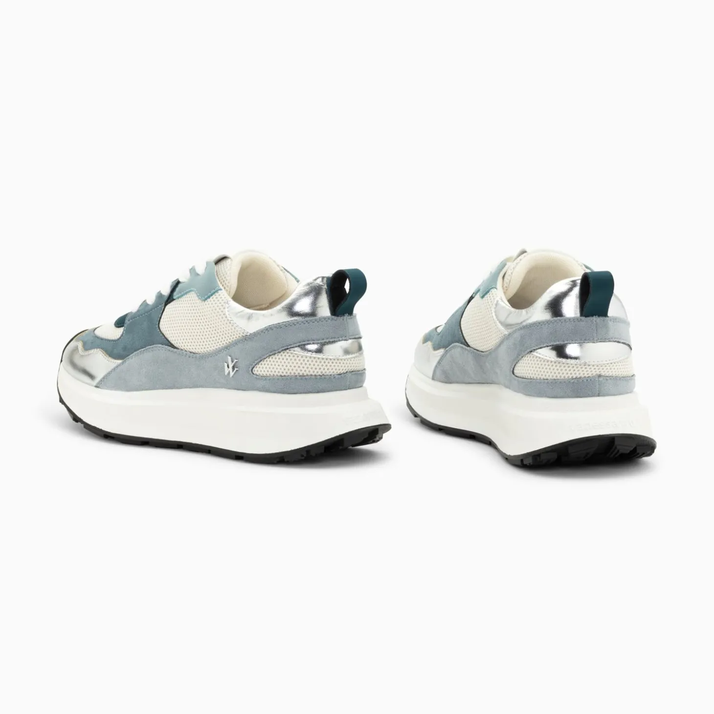 Baskets Alice Bleu Et Argent A Semelle Oversize