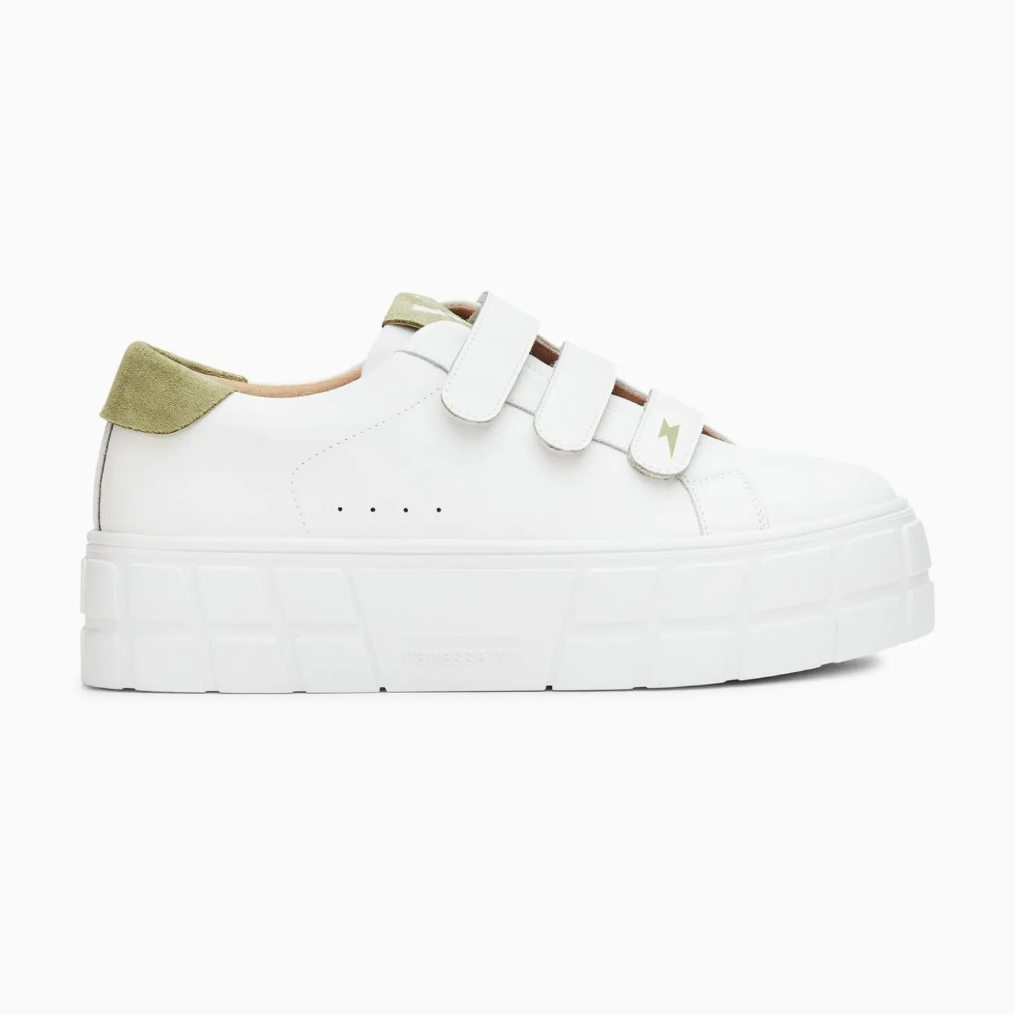 Baskets Coraline Blanc Et Vert A Plateforme