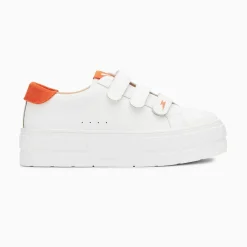 Baskets Coraline Blanc Et Orange A Plateforme