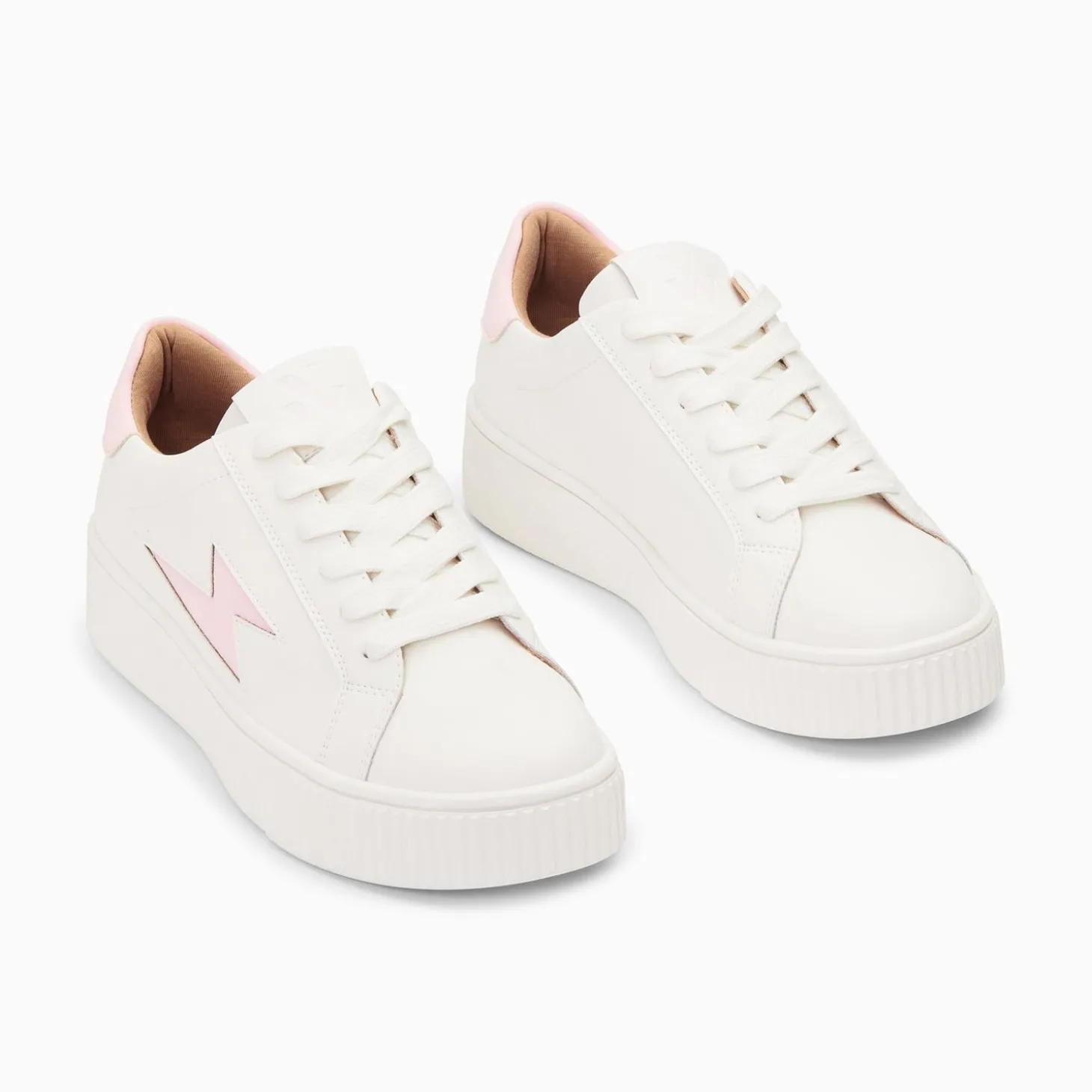 Baskets Eclair Angie Blanc Et Rose A Lacets