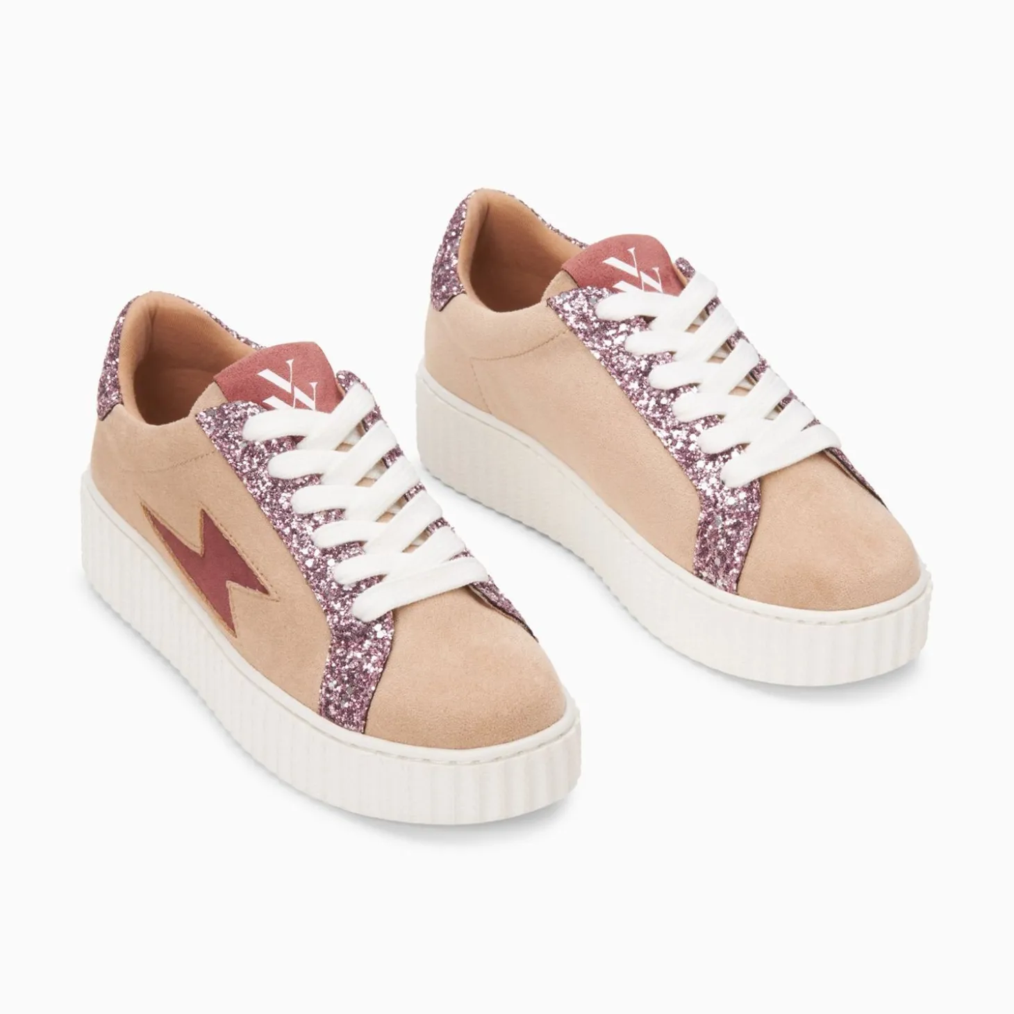 Baskets Eclair Appoline Beige Et Rose A Lacets