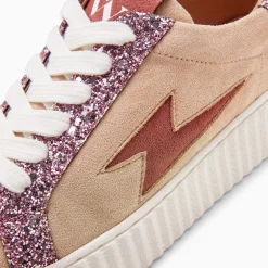 Baskets Eclair Appoline Beige Et Rose A Lacets
