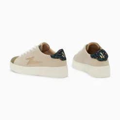Baskets Eclair Berthe Beige Et Kaki A Lacets