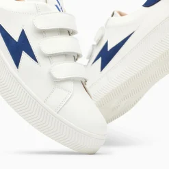 Baskets Eclair Camelia Blanc Et Marine A Scratchs