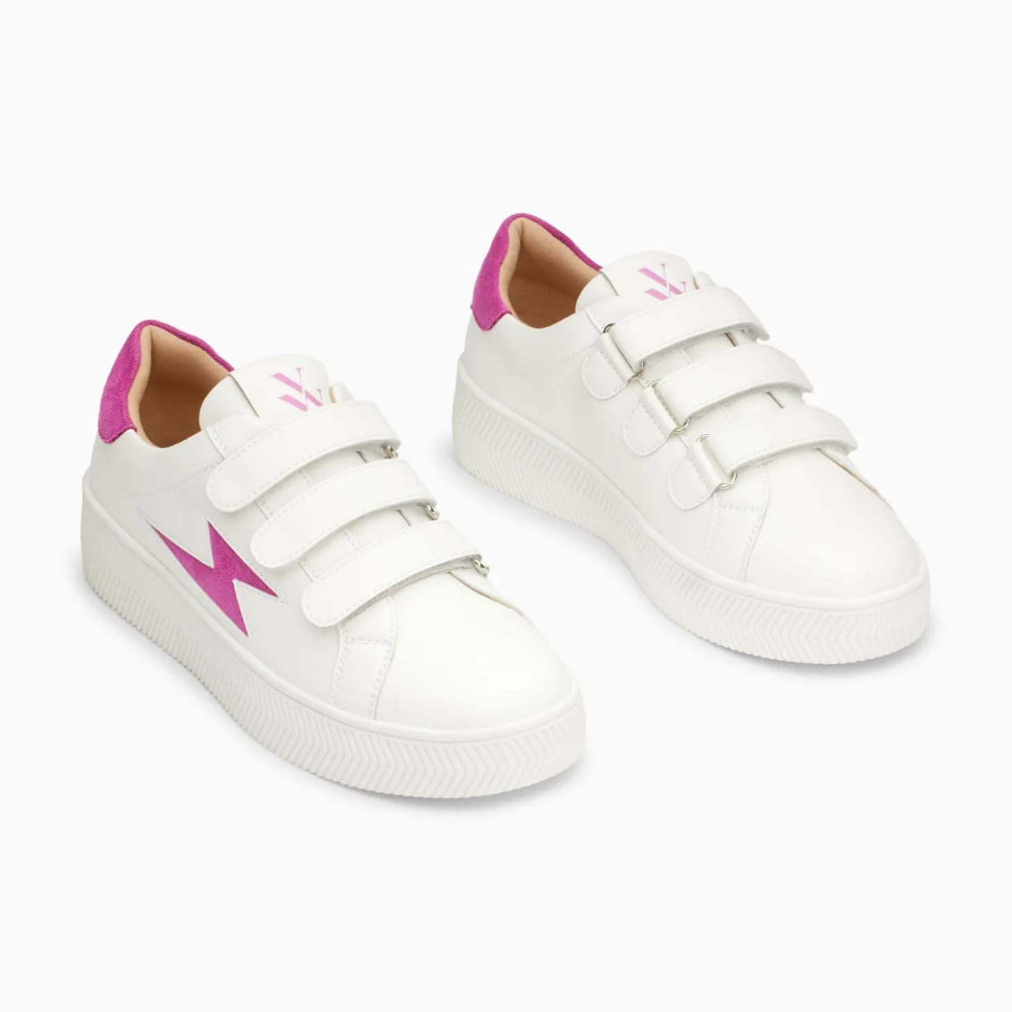 Baskets Eclair Camelia Blanc Et Magenta A Scratchs