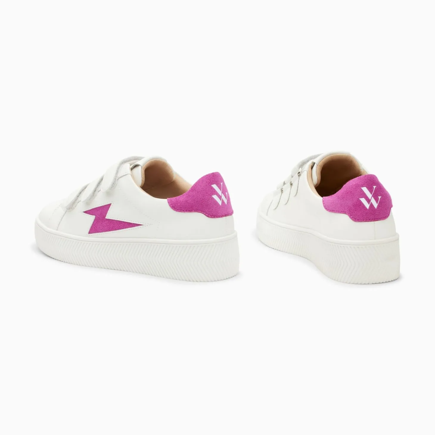 Baskets Eclair Camelia Blanc Et Magenta A Scratchs