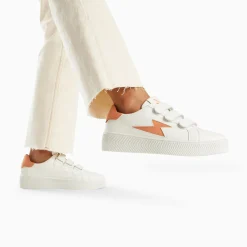 Baskets Eclair Camelia Blanc Et Orange A Scratchs