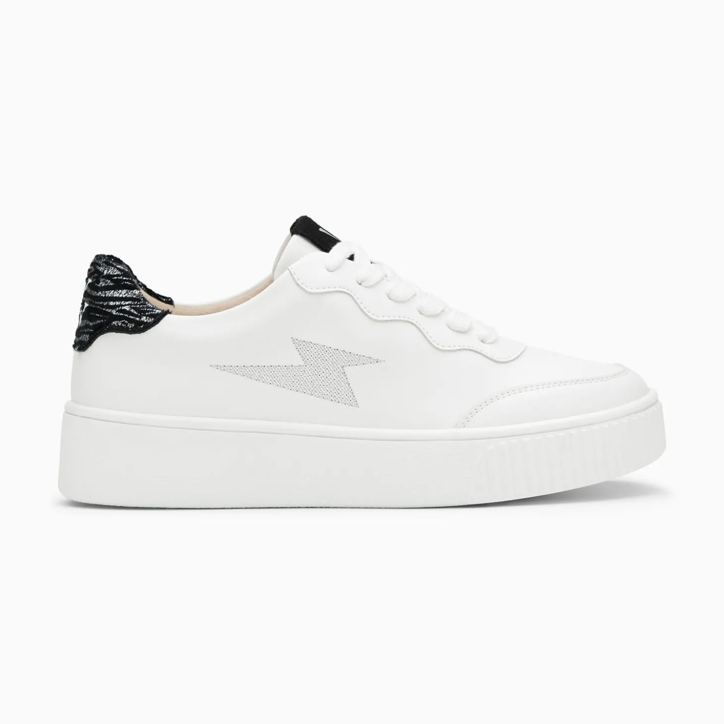 Baskets Eclair Carolane Blanc Et Noir Imprime Zebre A Lacets