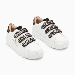 Baskets Eclair Daisy Blanc Et Or A Scratchs Leopard