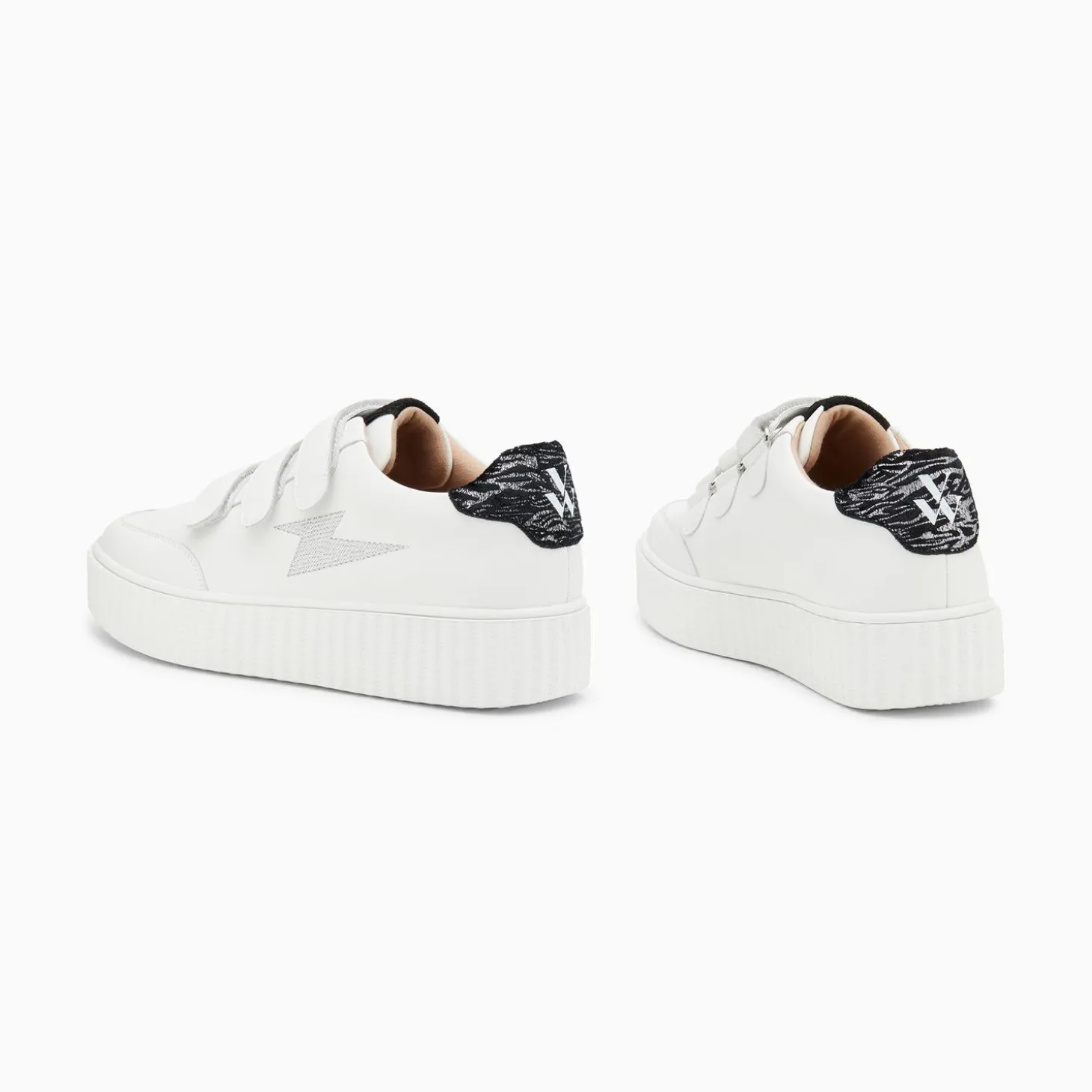 Baskets Eclair Damia Blanc Et Noir Imprime Zebre A Scratchs