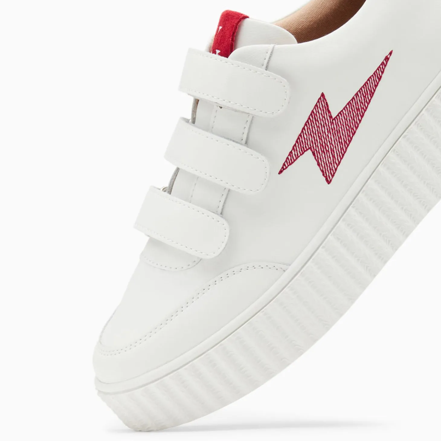 Baskets Eclair Damia Blanc Et Rouge A Scratchs