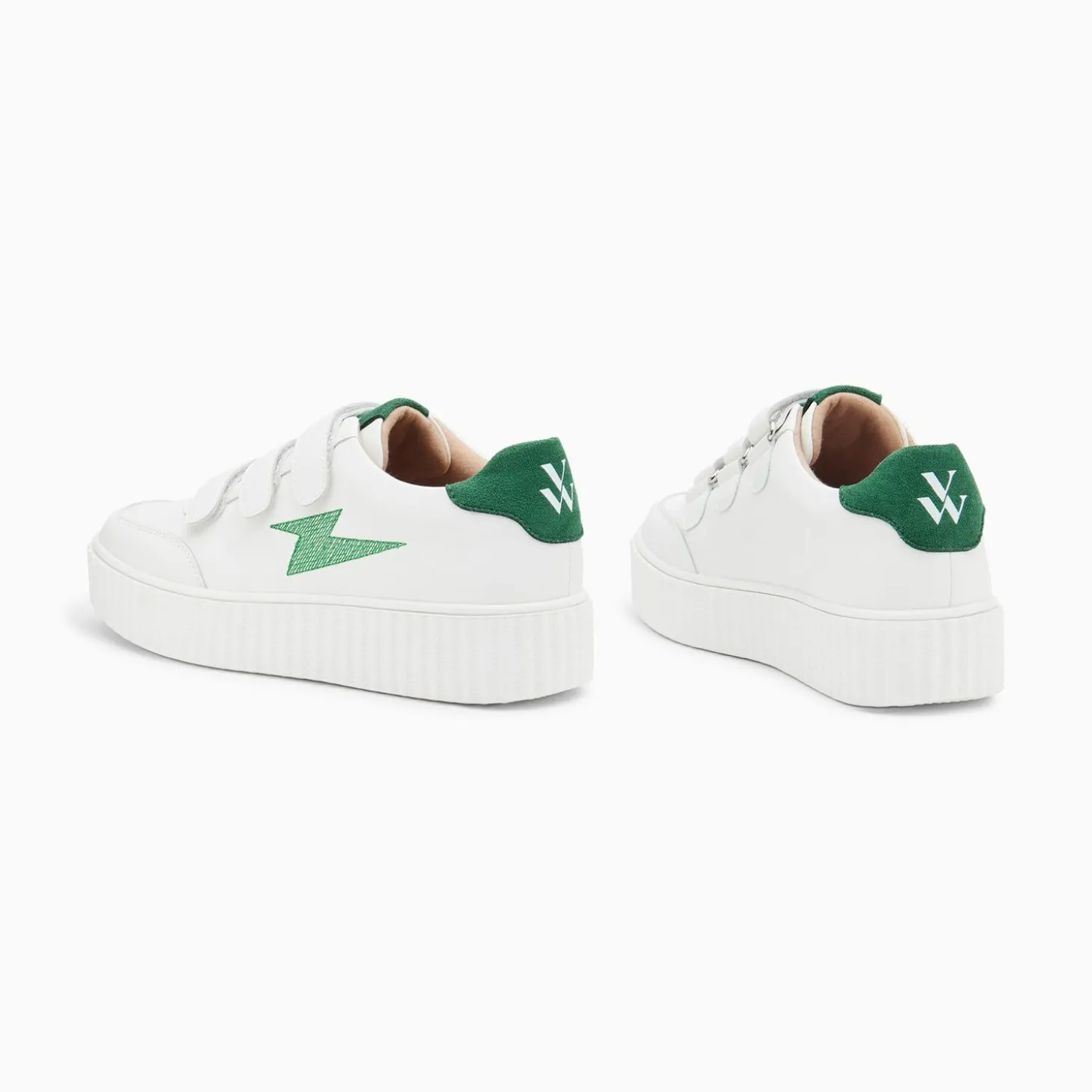 Baskets Eclair Damia Blanc Et Vert A Scratchs
