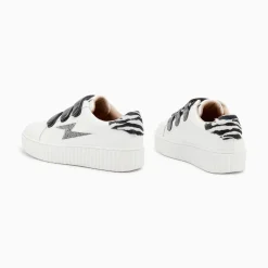 Baskets Eclair Darine Blanc Et Zebre A Scratchs Anthracite