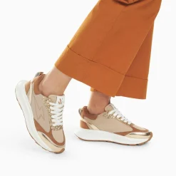 Baskets Eclair Esther Beige Et Or A Semelle Oversize