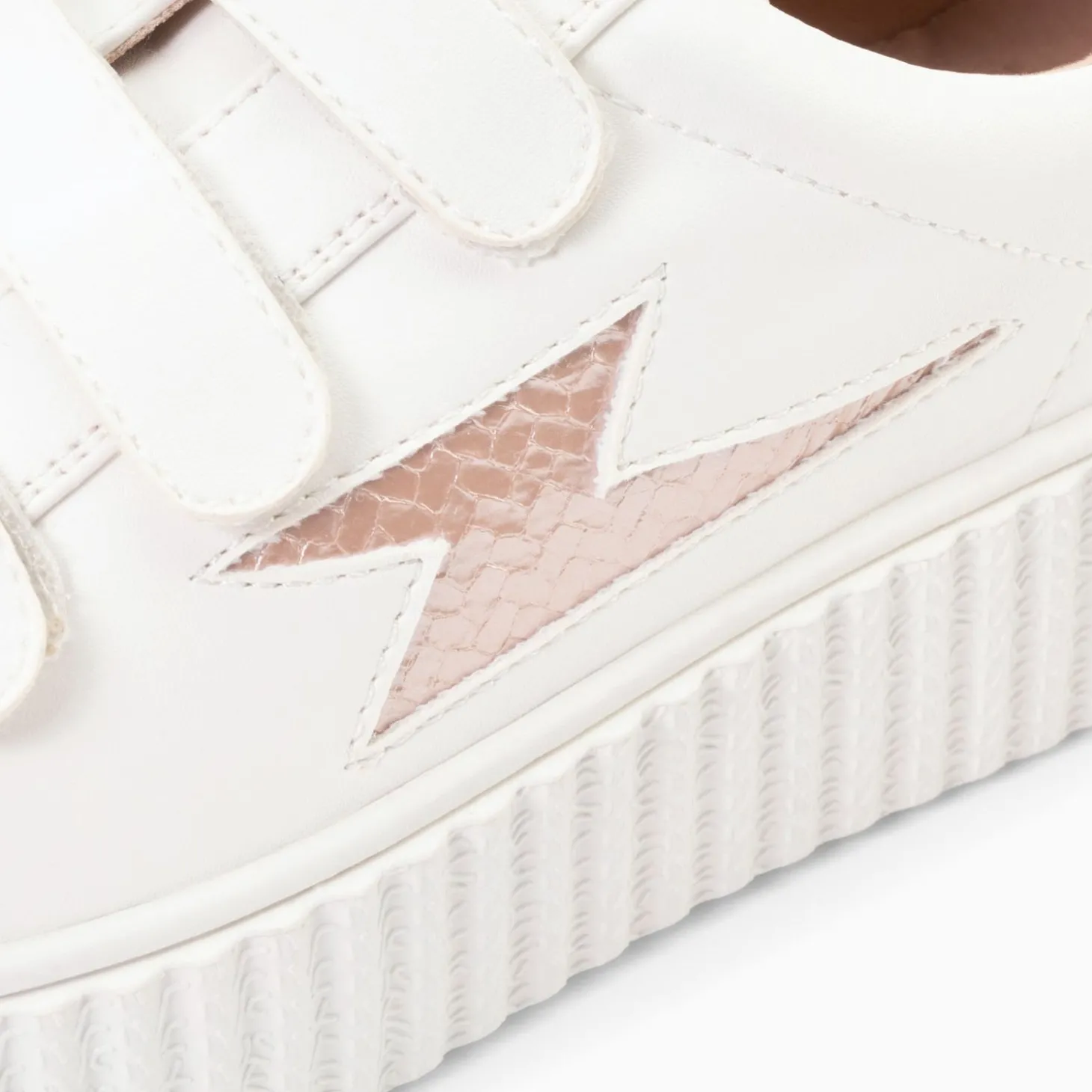 Baskets Eclair Eva Blanc Et Rose Gold Serpent A Scratchs