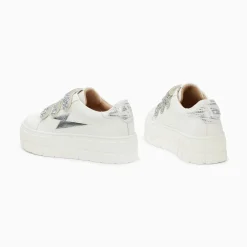 Baskets Eclair Eve Blanc Et Argent A Plateforme