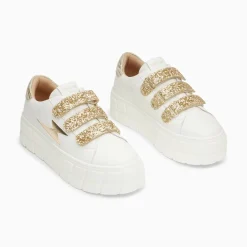 Baskets Eclair Eve Blanc Et Or A Plateforme