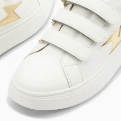 Baskets Eclair Fanny Blanc Et Or A Scratchs
