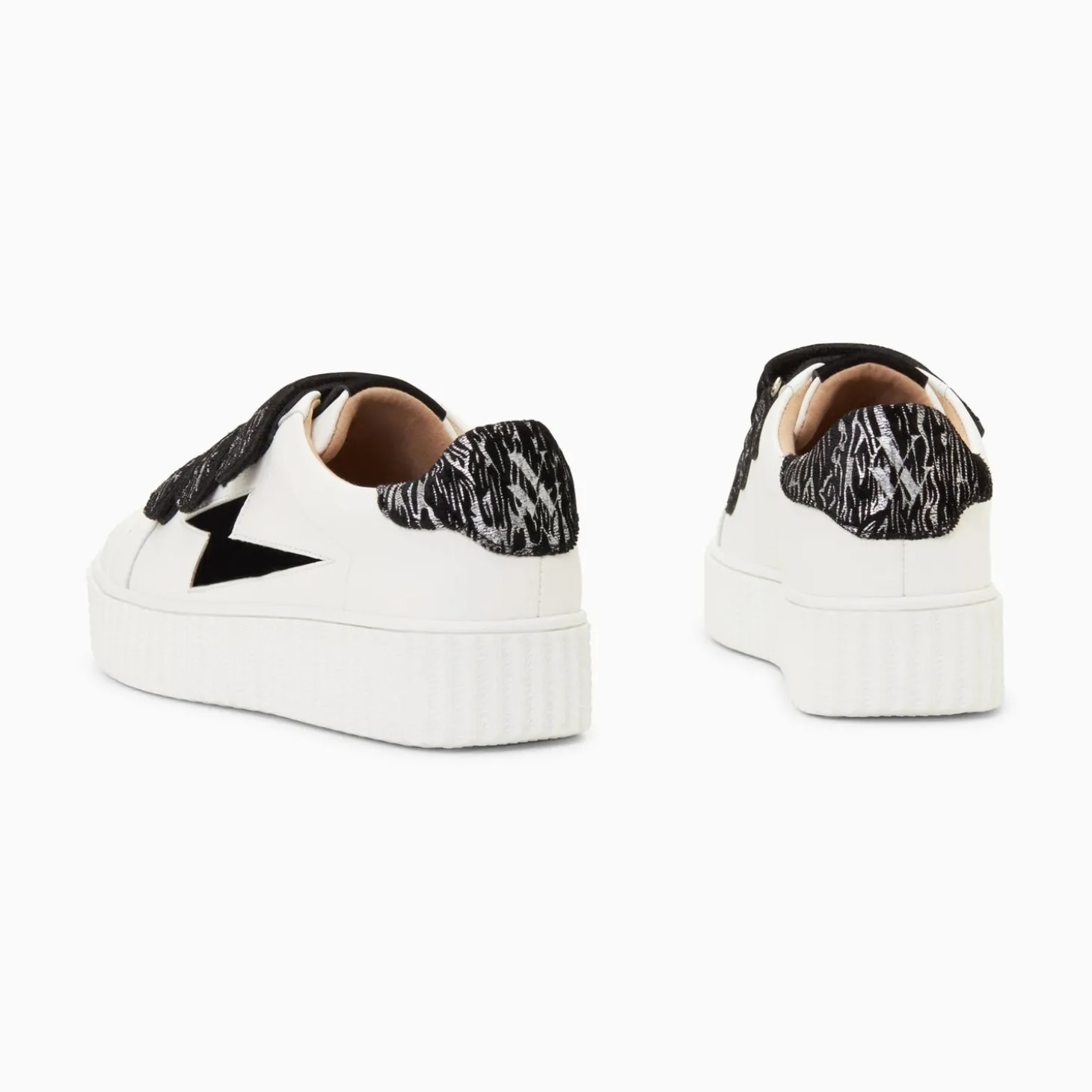 Baskets Eclair Ingrid Blanc Et Noir Zebre A Scratchs