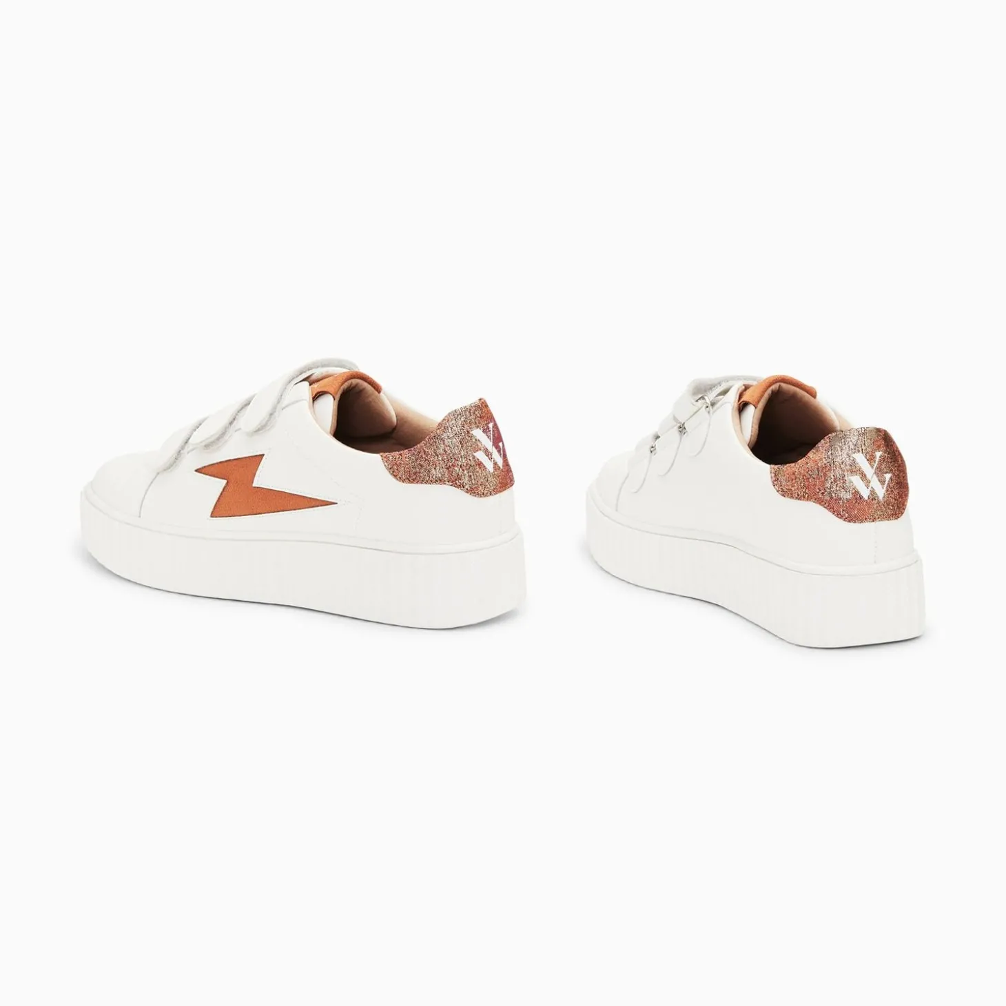 Baskets Eclair Joy Blanc Et Ocre A Lacets