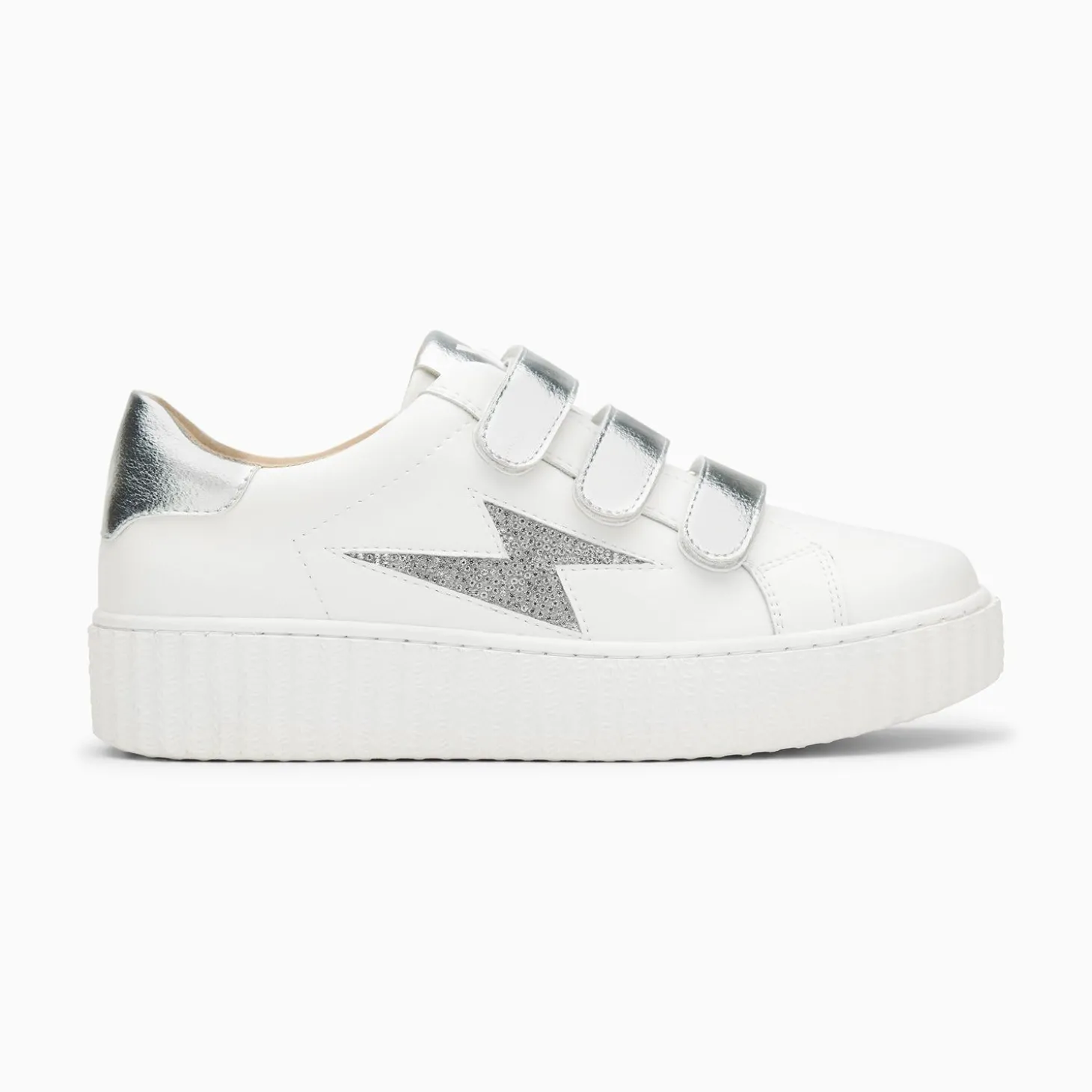 Baskets Eclair Kandia Blanc Et Argent A Scratchs