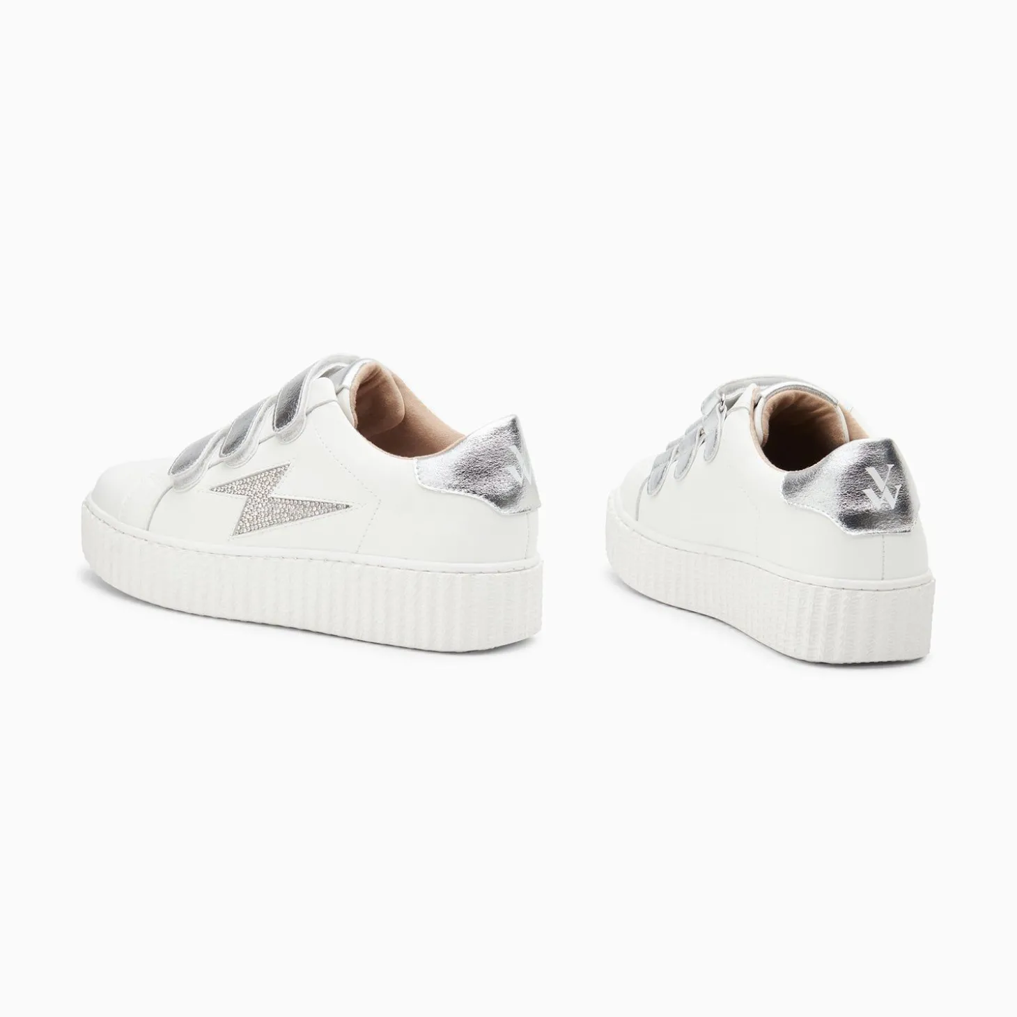Baskets Eclair Kandia Blanc Et Argent A Scratchs