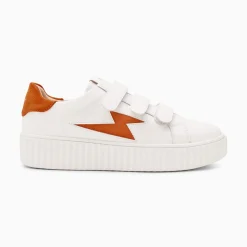 Baskets Eclair Kim Blanc Et Orange A Scratchs