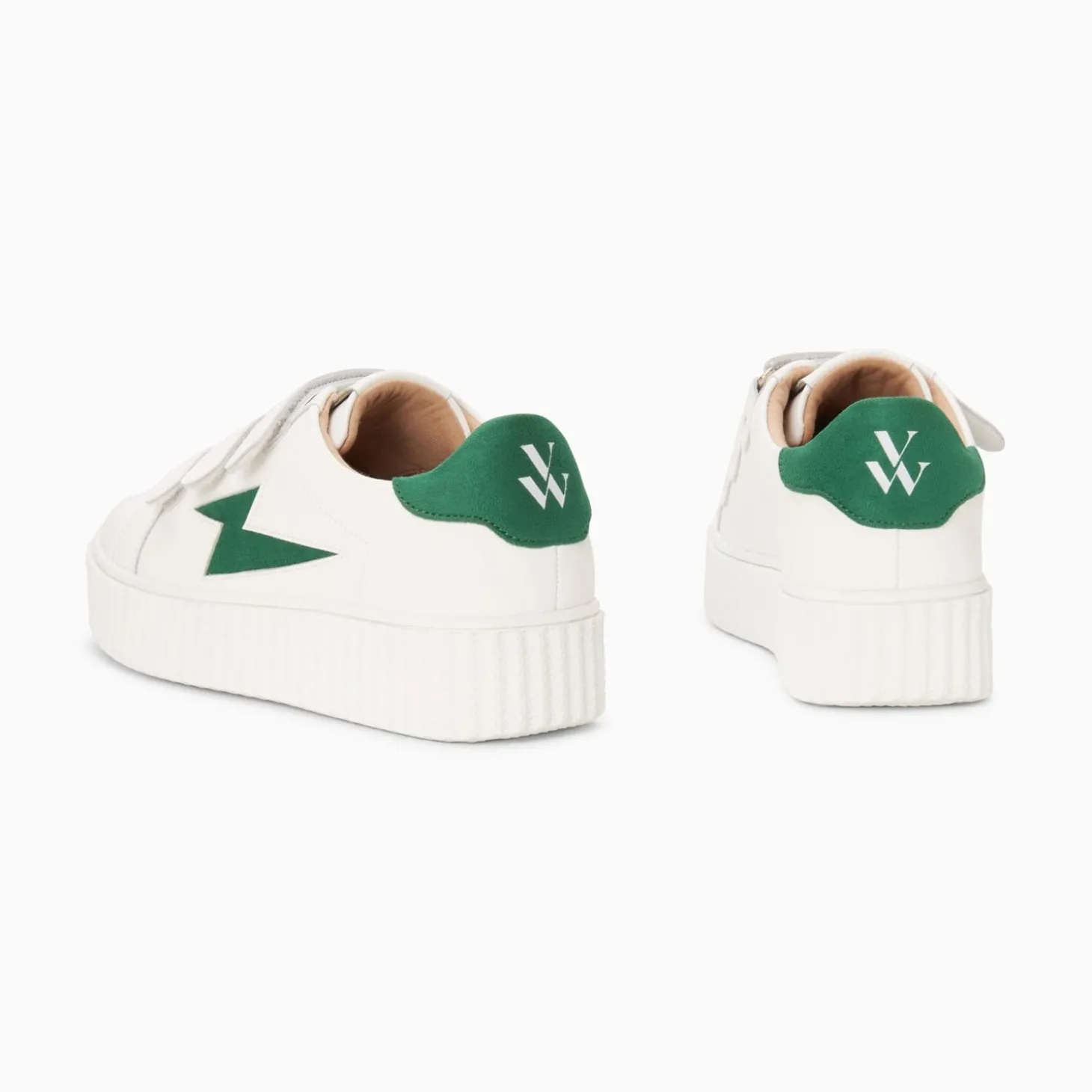 Baskets Eclair Kim Blanc Et Vert Fonce A Scratchs