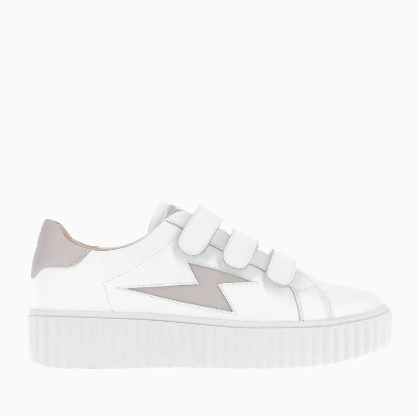 Baskets Eclair Larissa Blanches A Details En Satin Taupe