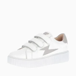 Baskets Eclair Larissa Blanches A Details En Satin Taupe