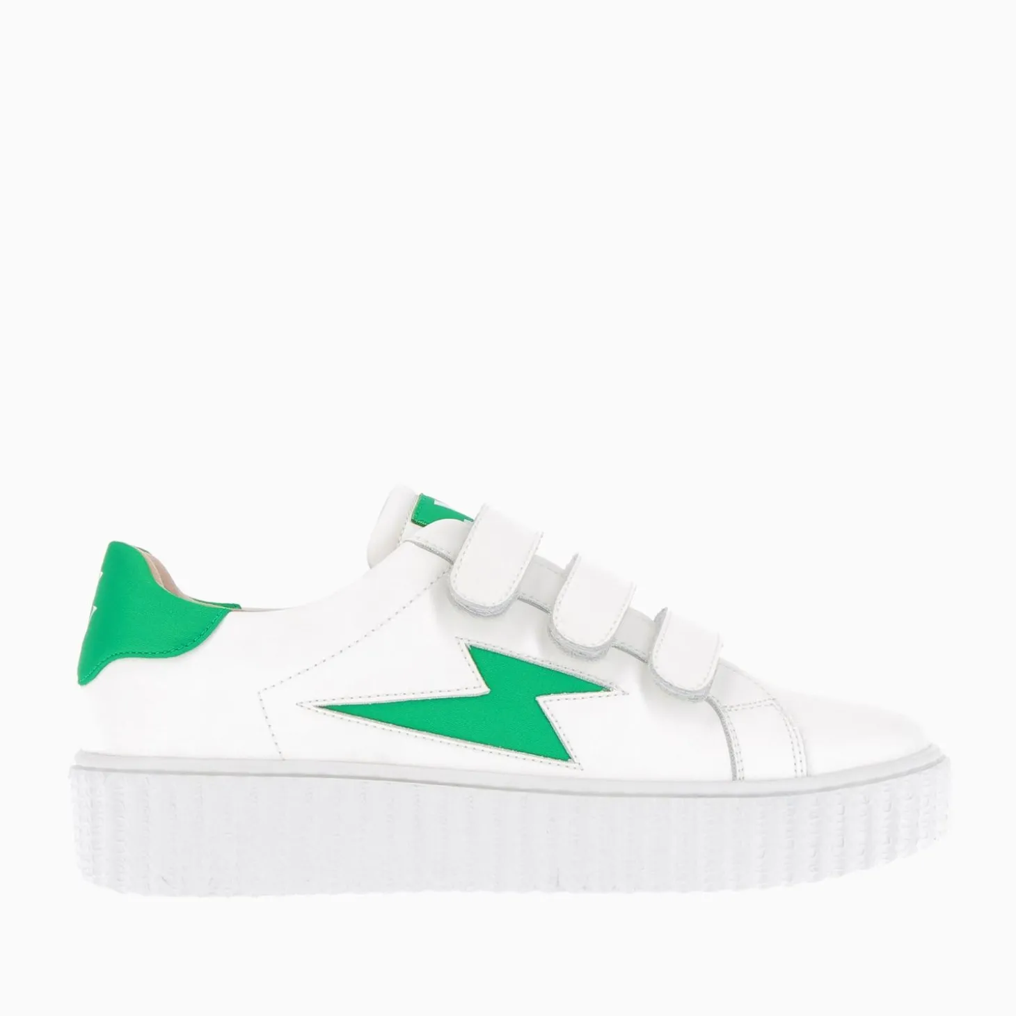 Baskets Eclair Larissa Blanches A Details En Satin Vert