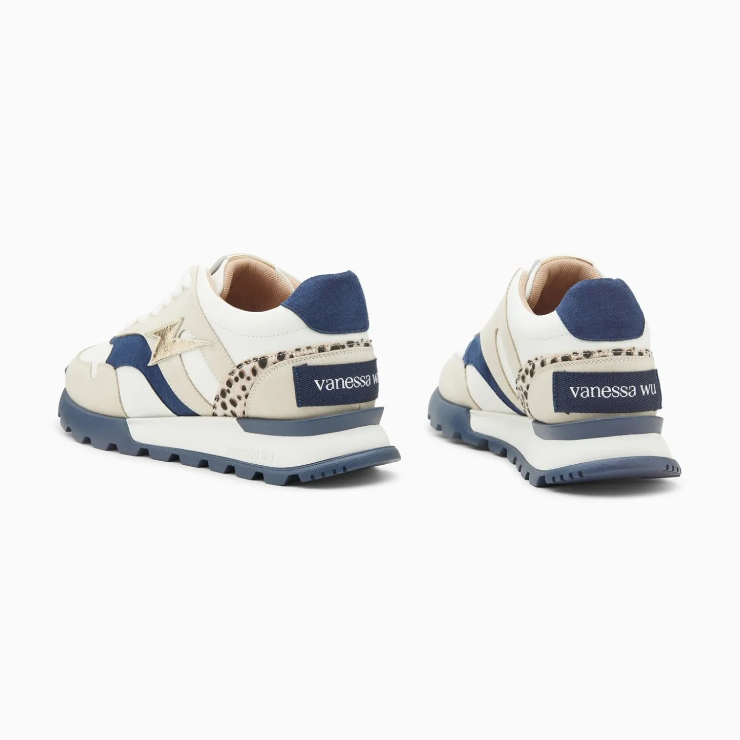 Baskets Eclair Liena Bleu Et Or A Semelle Running