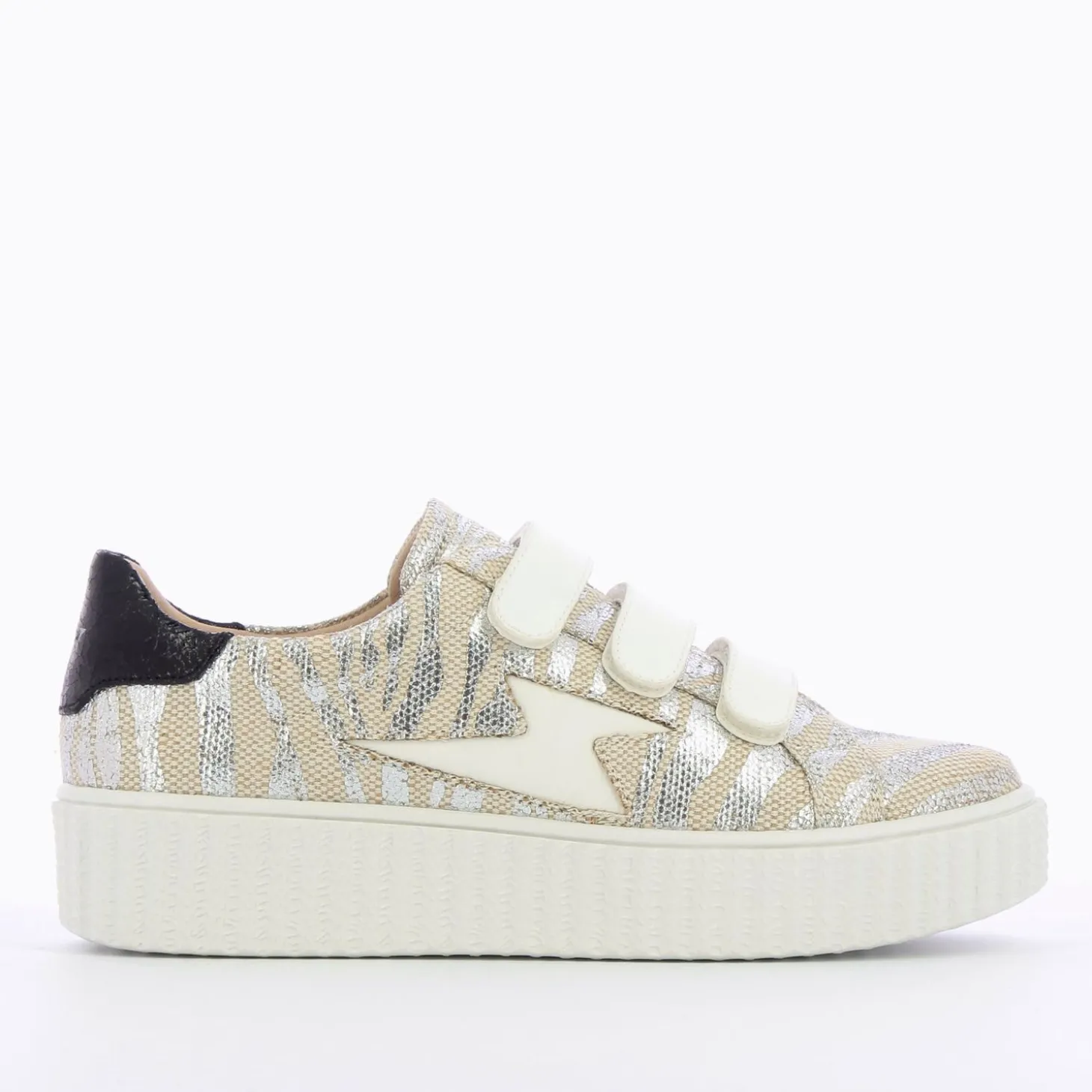 Baskets Eclair Lindsey Effet Toile De Jute Beige Et Argent