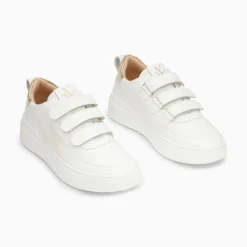 Baskets Eclair Lison Blanc Et Or A Scratchs
