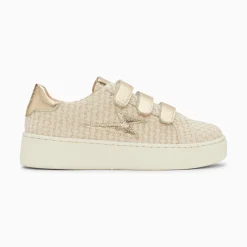 Baskets Eclair Louise Beige Et Or A Scratchs