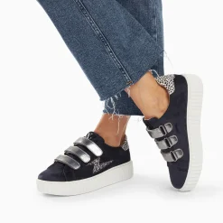 Baskets Eclair Maelle Bleu Et Anthracite A Scratchs