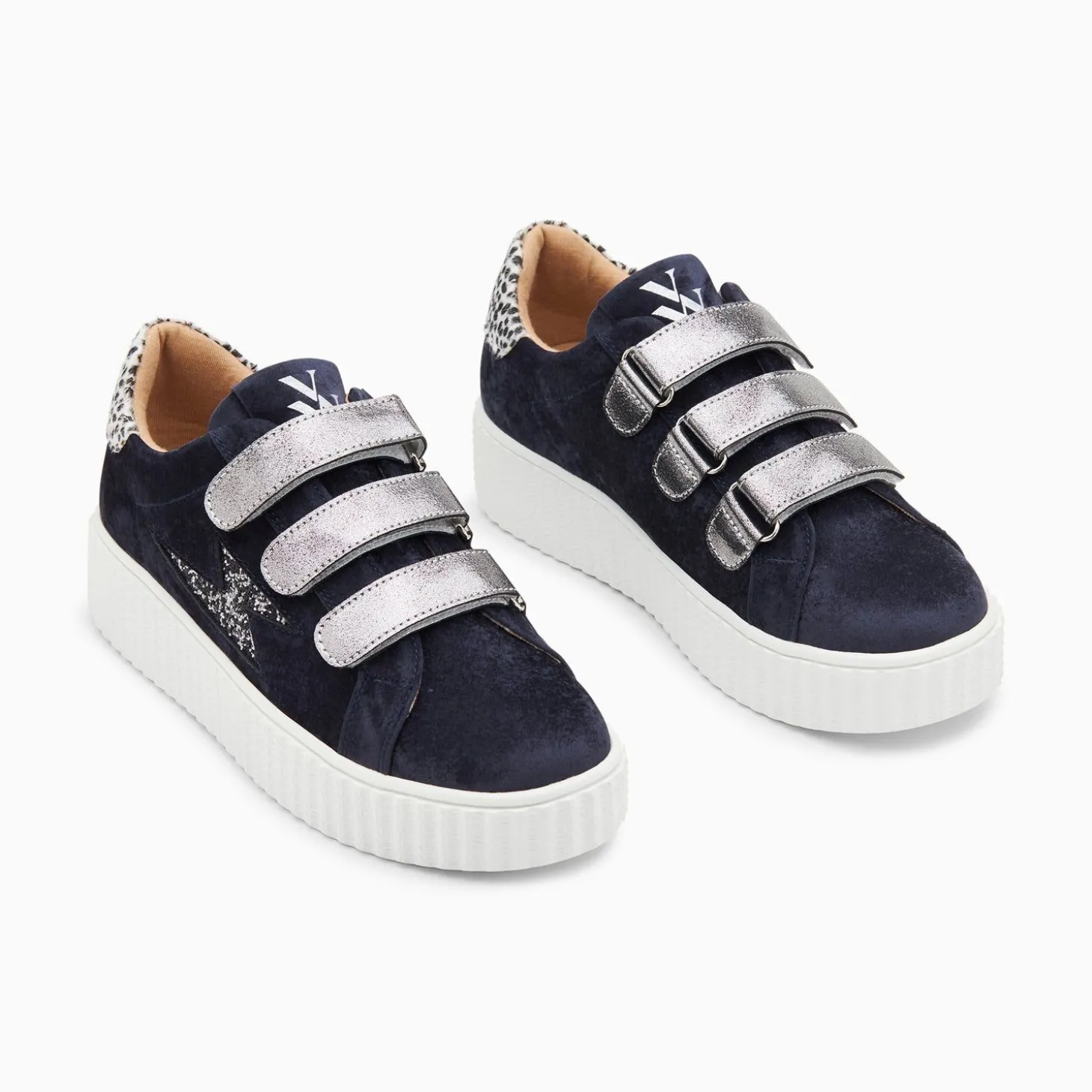 Baskets Eclair Maelle Bleu Et Anthracite A Scratchs