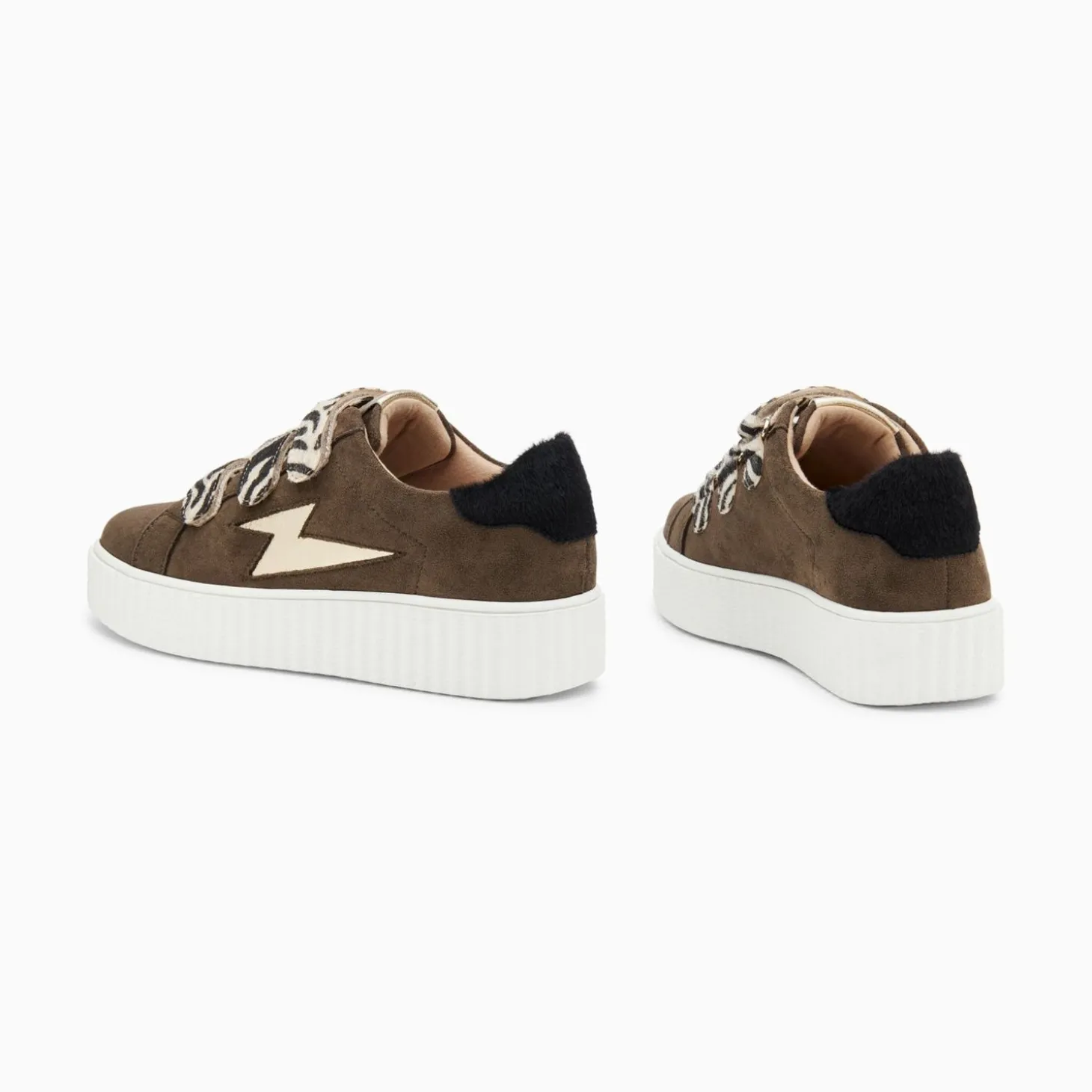 Baskets Eclair Maelle Kaki Et Or A Scratchs
