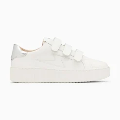Baskets Eclair Maria Blanc Et Argent A Scratchs