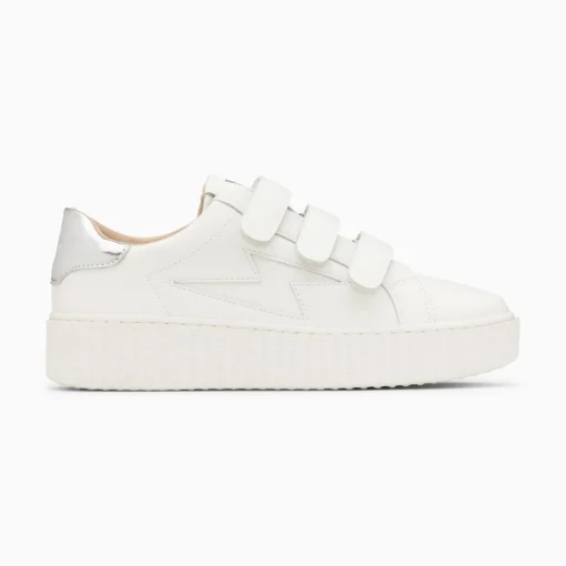 Baskets Eclair Maria Blanc Et Argent A Scratchs