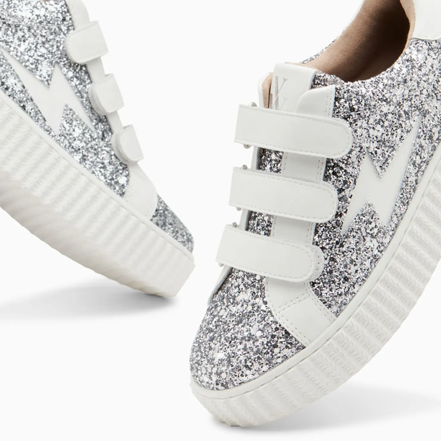 Baskets Eclair Marielle A Paillettes Argent