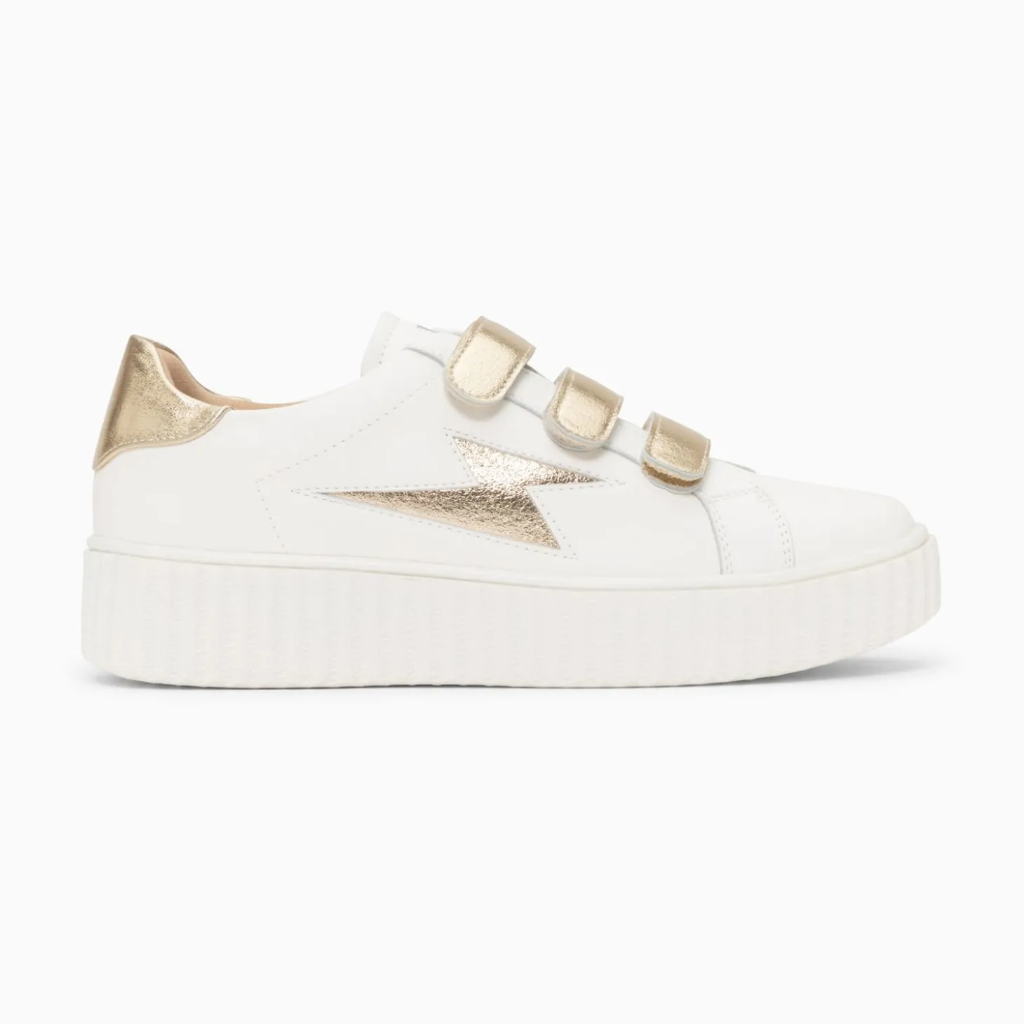 Baskets Eclair Marilou Blanc Et Or A Scratchs