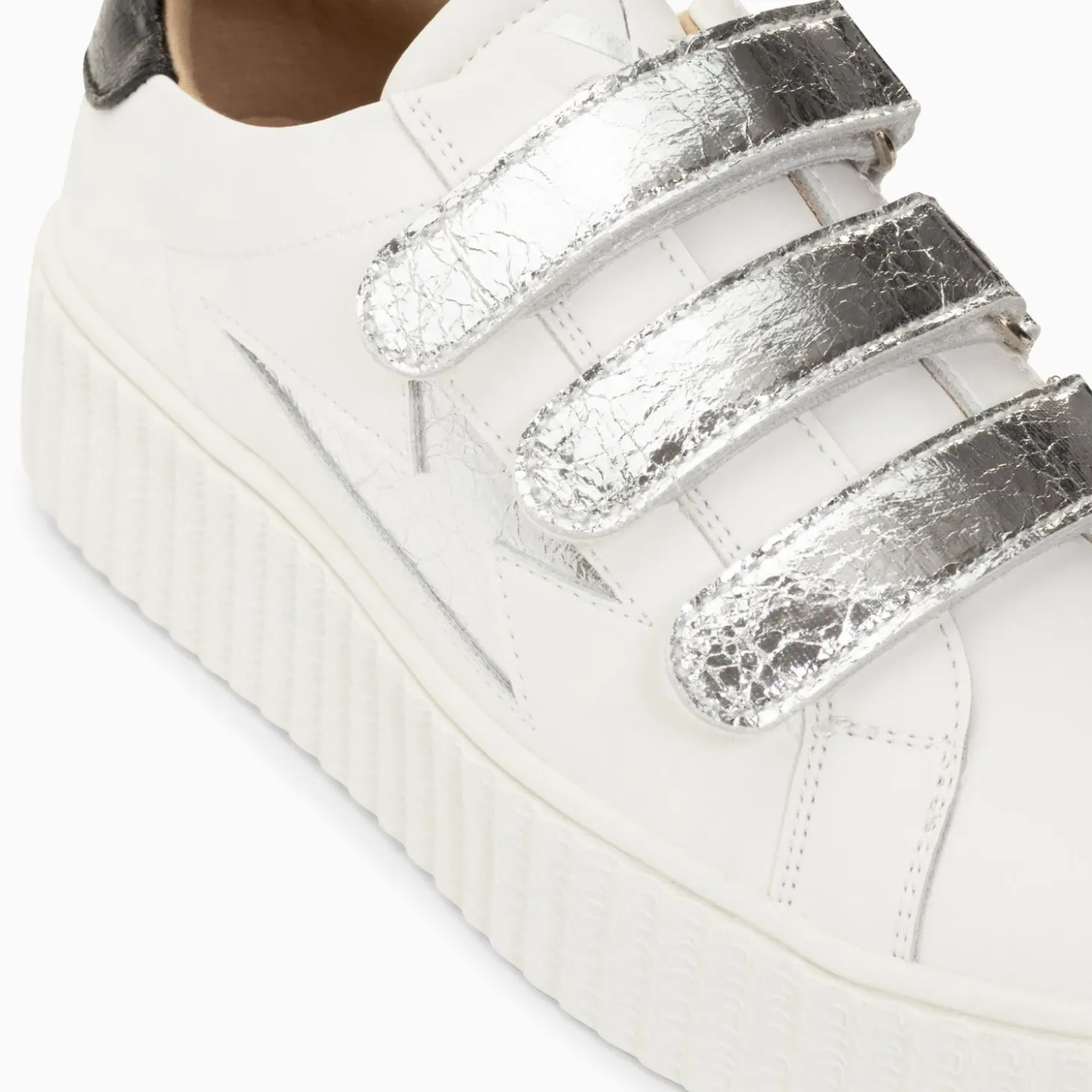 Baskets Eclair Marilou Blanc Et Argent A Scratchs