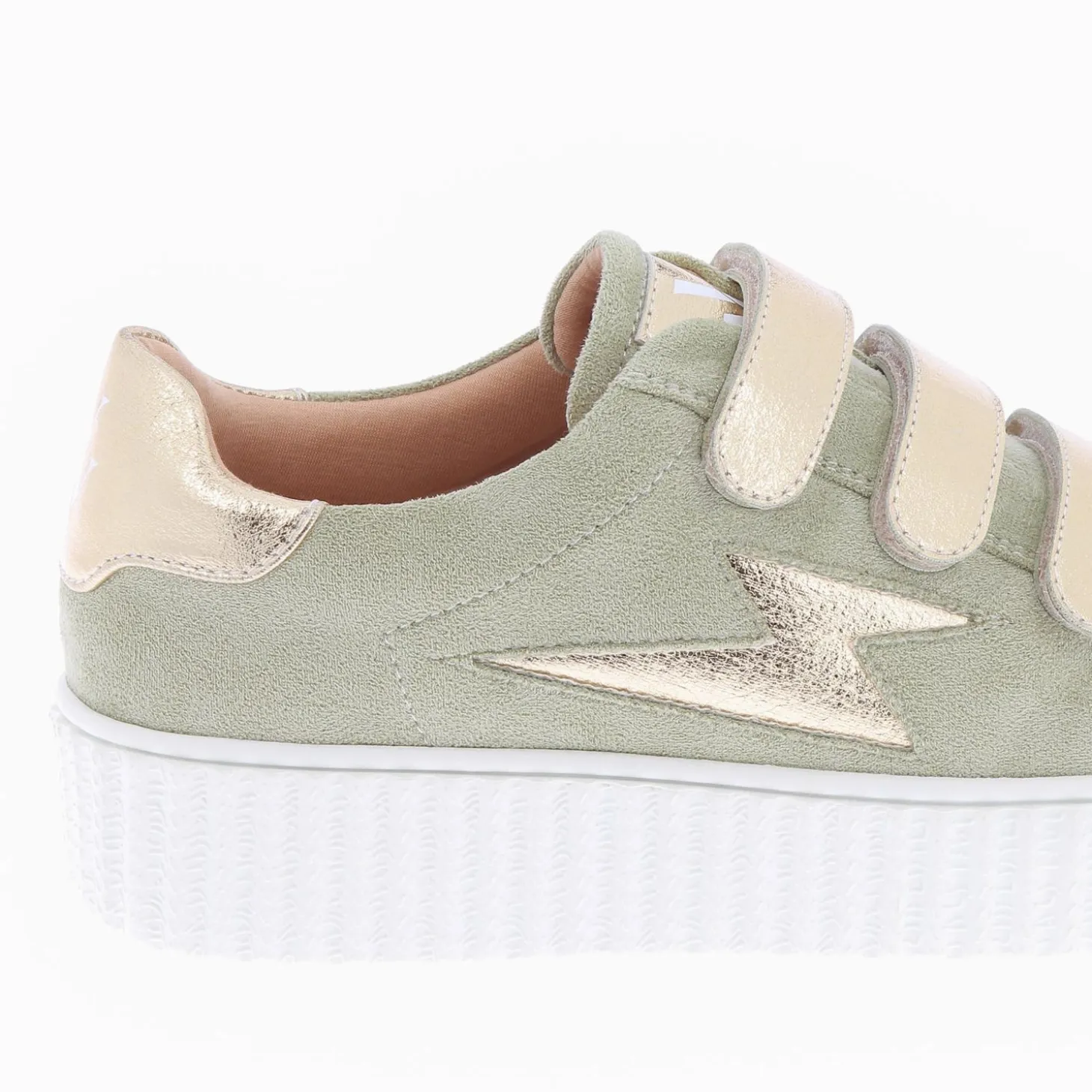 Baskets Eclair Marilou Vert Pale A Scratchs Champagne