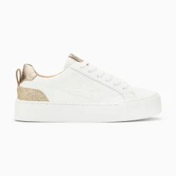 Baskets Eclair Miley Blanc Et Or A Lacets