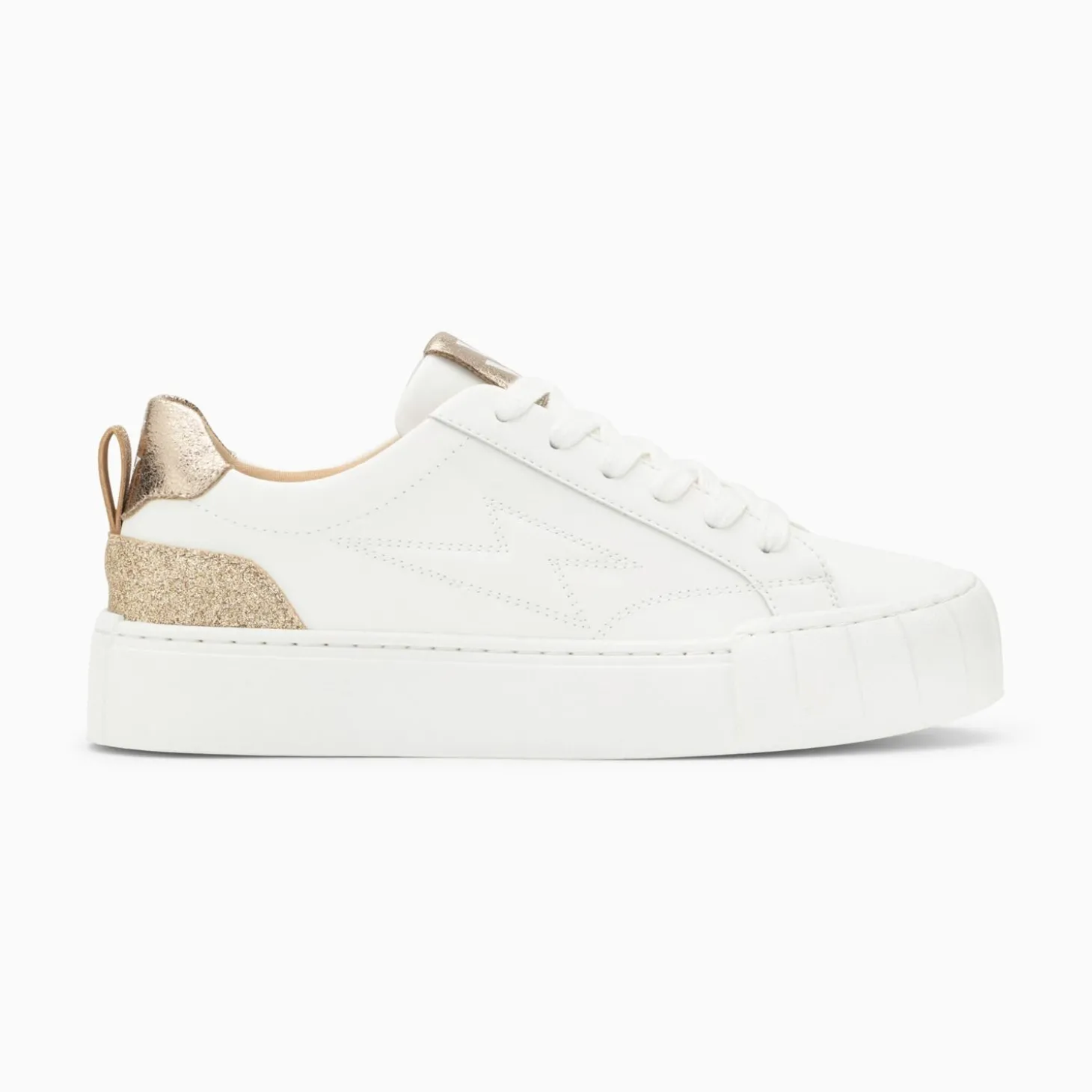 Baskets Eclair Miley Blanc Et Or A Lacets