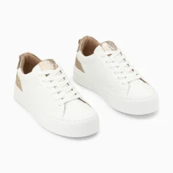 Baskets Eclair Miley Blanc Et Or A Lacets
