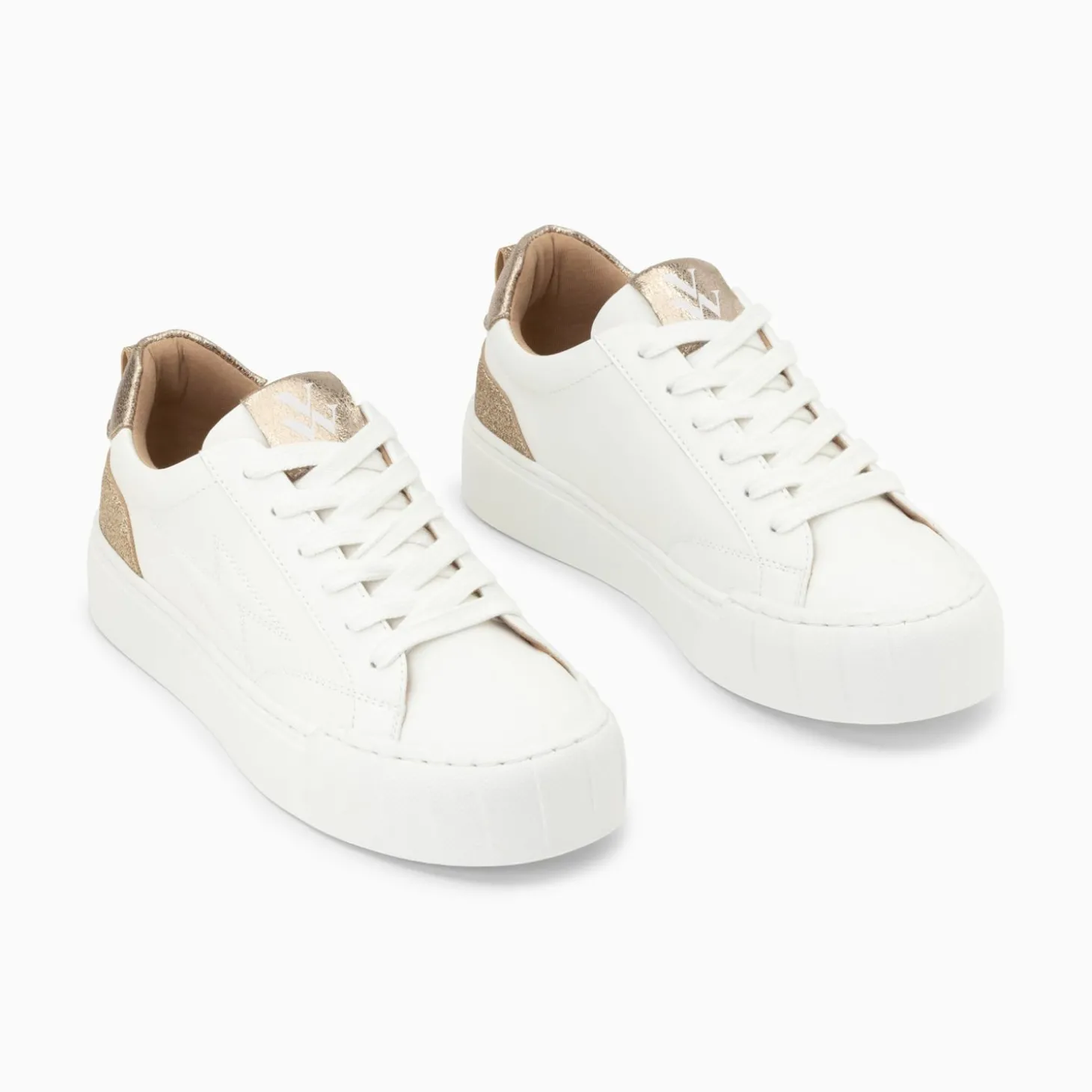 Baskets Eclair Miley Blanc Et Or A Lacets